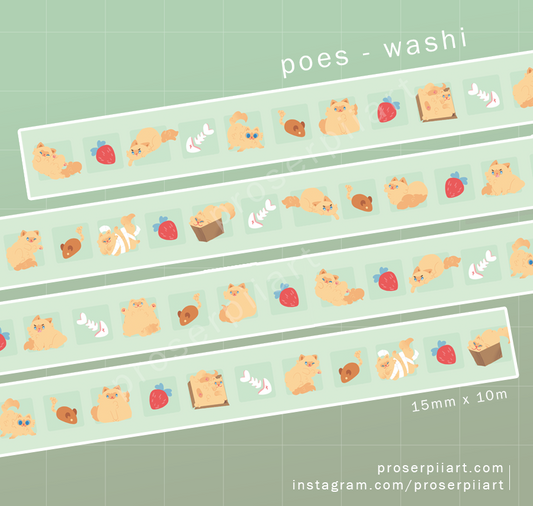 Poes the Ragdoll Cat Washi Tape