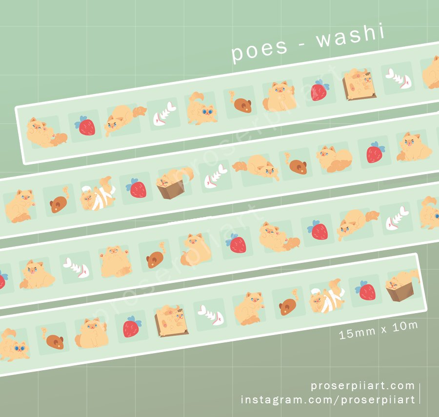 Poes the Ragdoll Cat Washi Tape