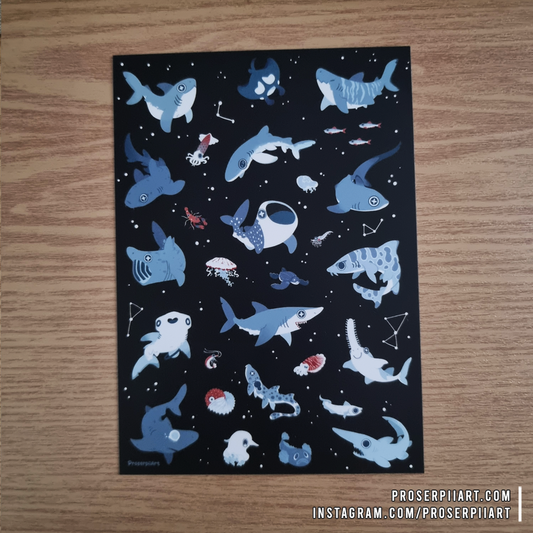 Sharks and Friends A6 Postcard Print