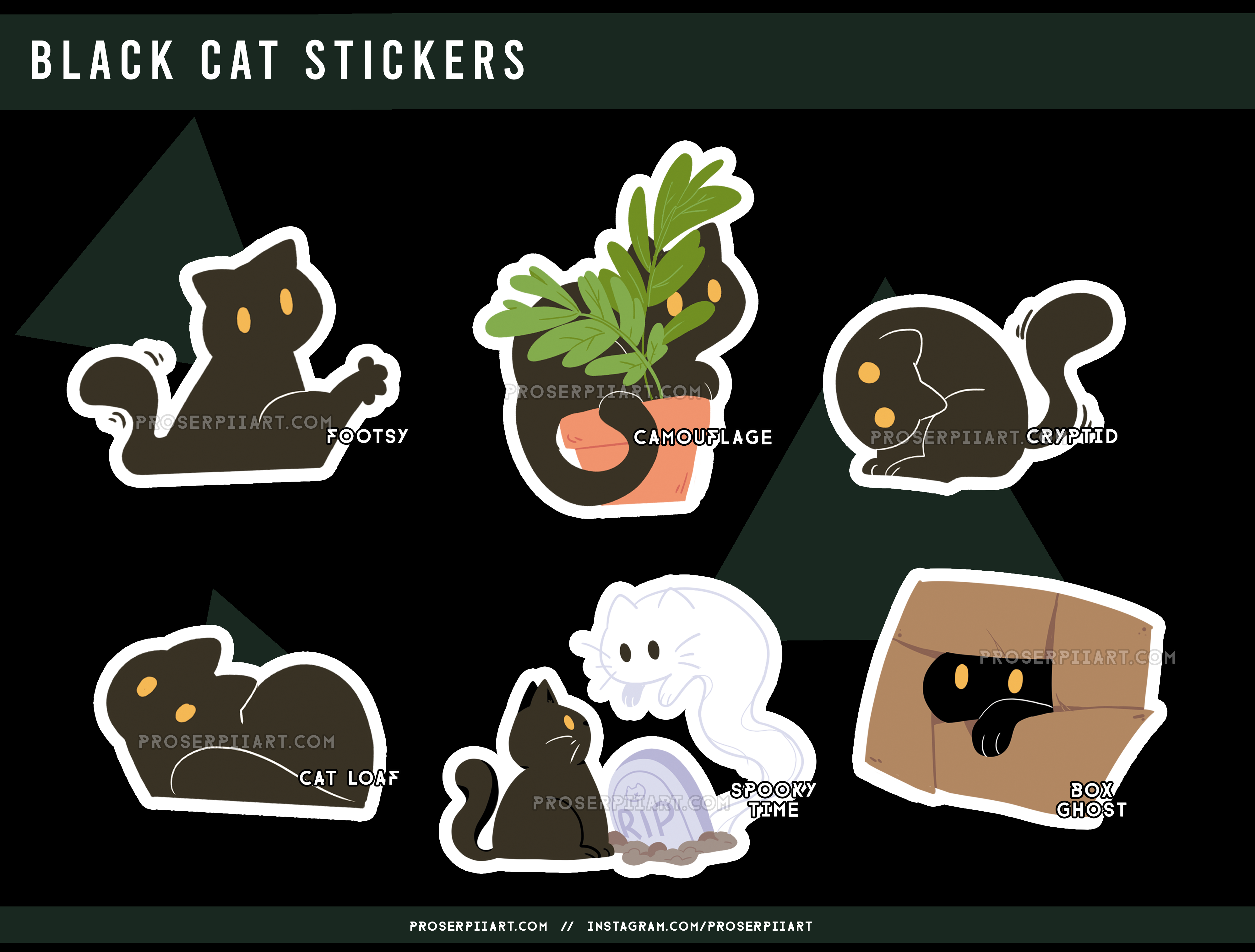 Tiamat the Black Cat Stickers! – proserpiiart