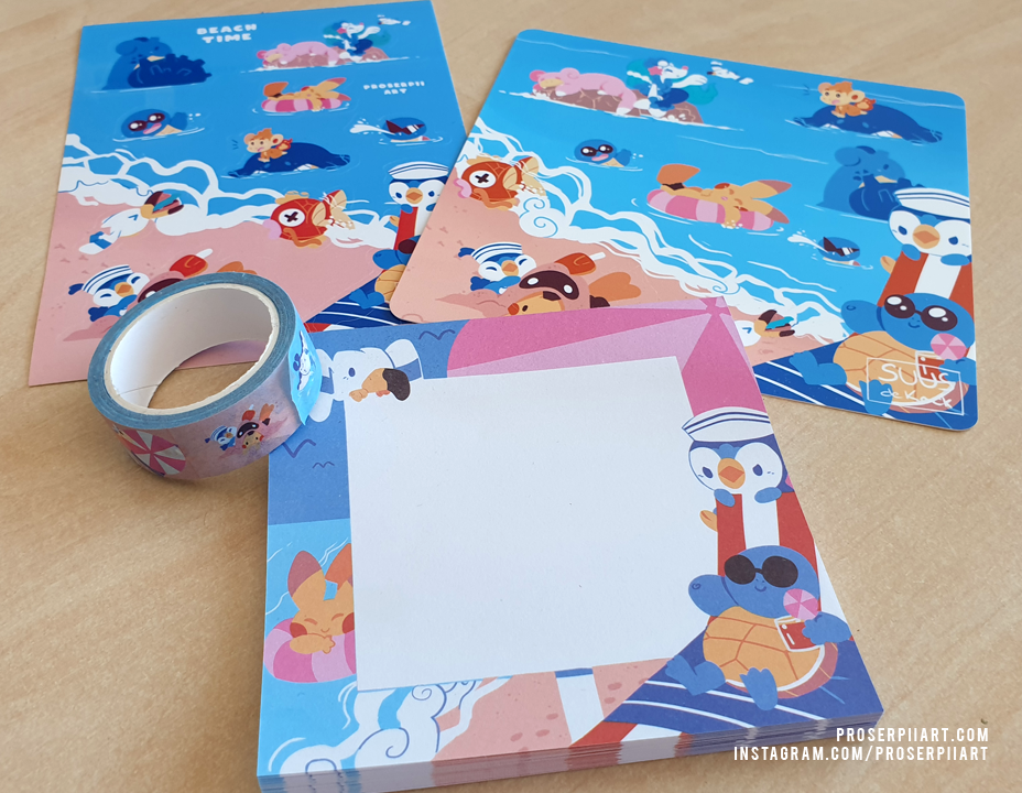 Pokemon Beach Time Vinyl Sticker Sheets