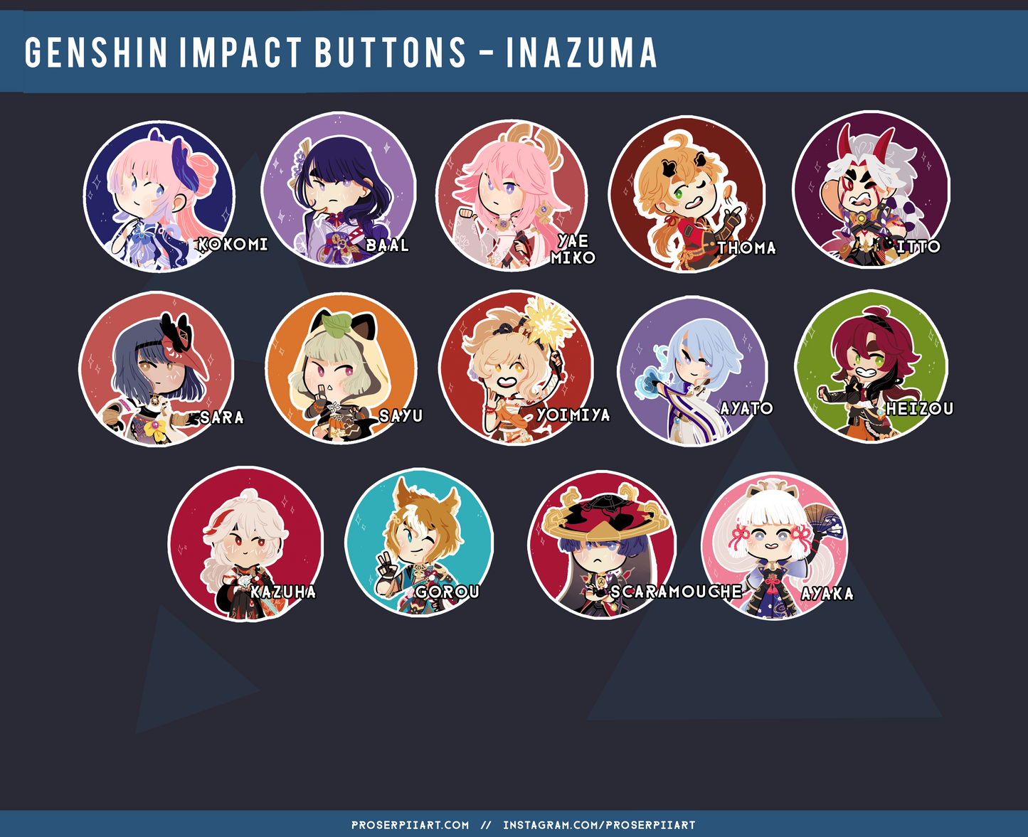 Genshin Impact Buttons // 38 mm / 1.5 inch