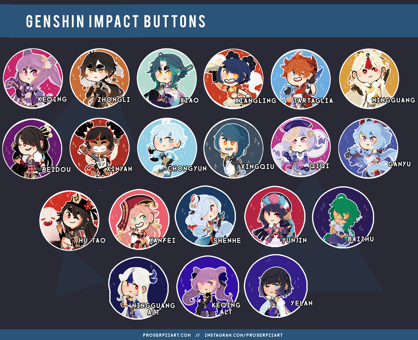 Genshin Impact Buttons // 38 mm / 1.5 inch