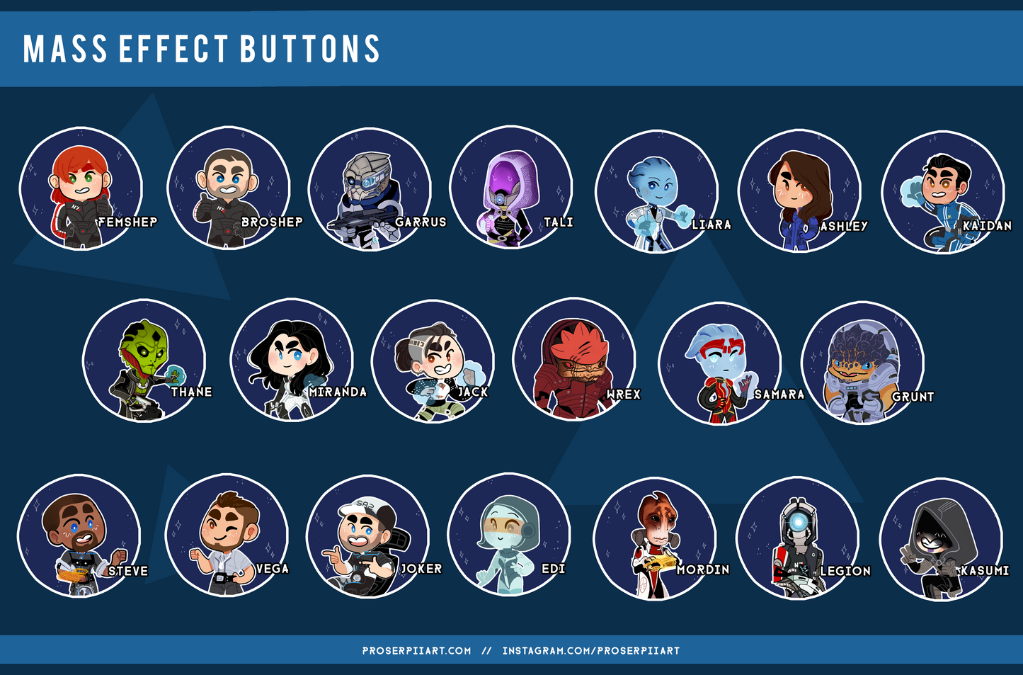 Mass Effect 38 mm / 1.5 inch buttons