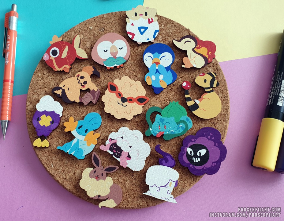 Pokemon 40mm / 1.5" Wooden Pins // Collection E