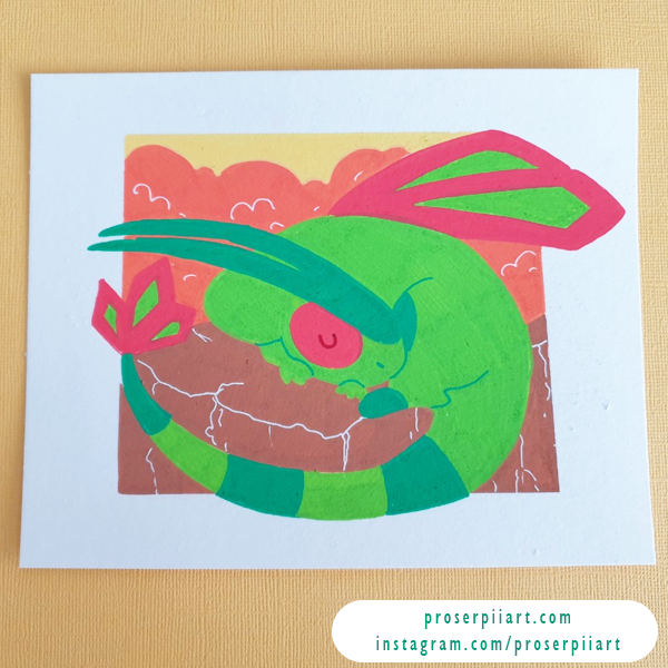 Pokemon Sleepy Flygon Original Posca Painting