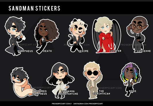 Neil Gaiman Morpheus and Friends Stickers