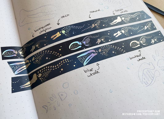 Holo Skeleton Whales Washi Tape