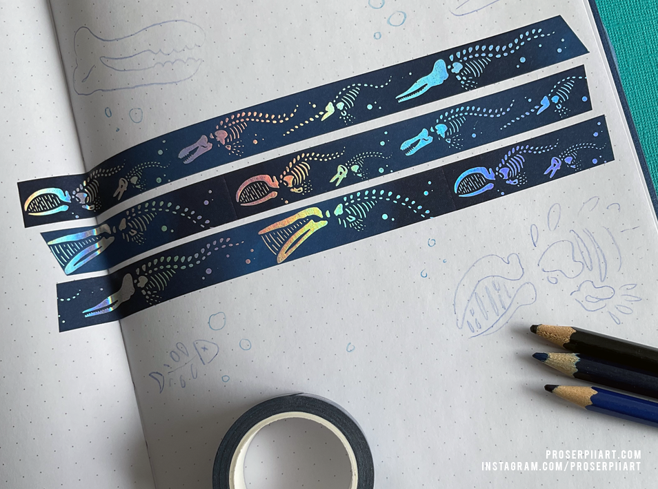 Holo Skeleton Whales Washi Tape
