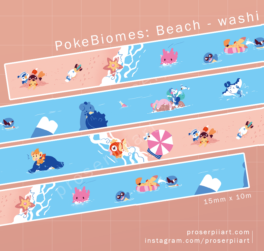 Pokemon Biomes: Beach Washi Tape