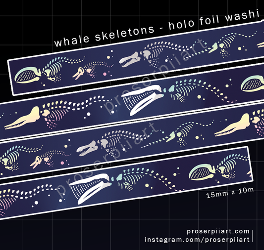 Holo Skeleton Whales Washi Tape