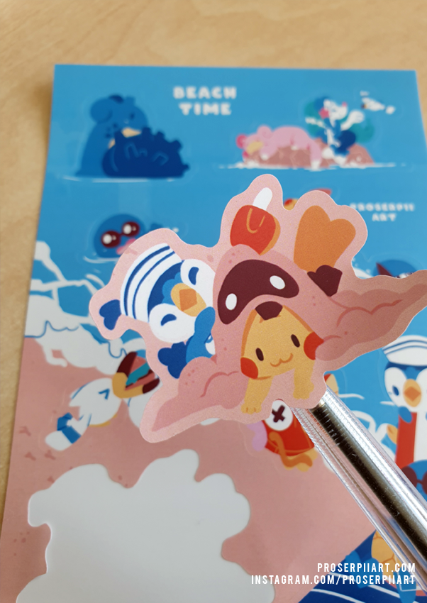 Pokemon Beach Time Vinyl Sticker Sheets