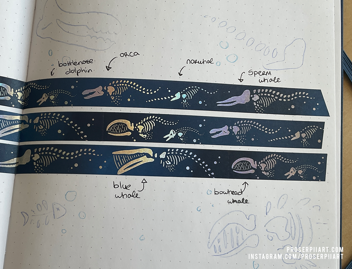 Holo Skeleton Whales Washi Tape