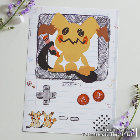 Mimikyu Gameboy Print A4 or A6