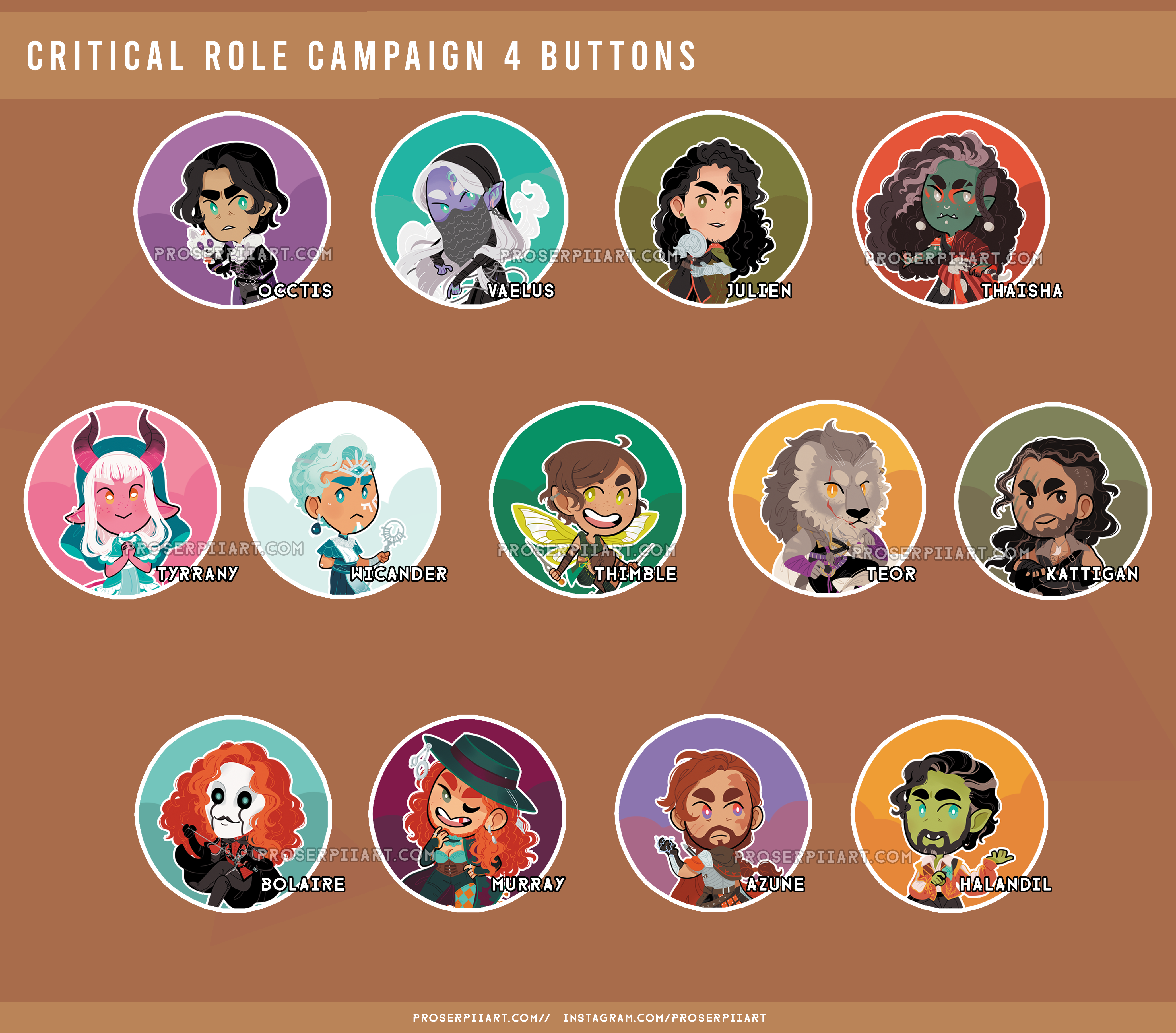 Critical Role Campaign 4 Buttons – proserpiiart