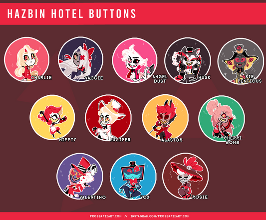 Hazbin Hotel Buttons!