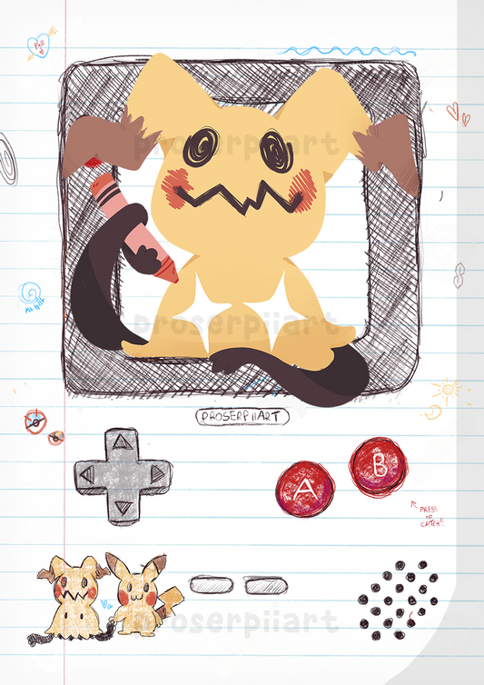 Mimikyu Gameboy Print A4 or A6