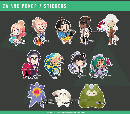 Pokemon ZA and Pokopia Inspired Stickers