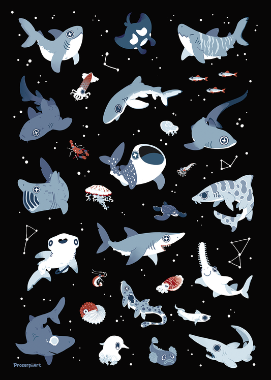 Sharks and Friends A6 Postcard Print