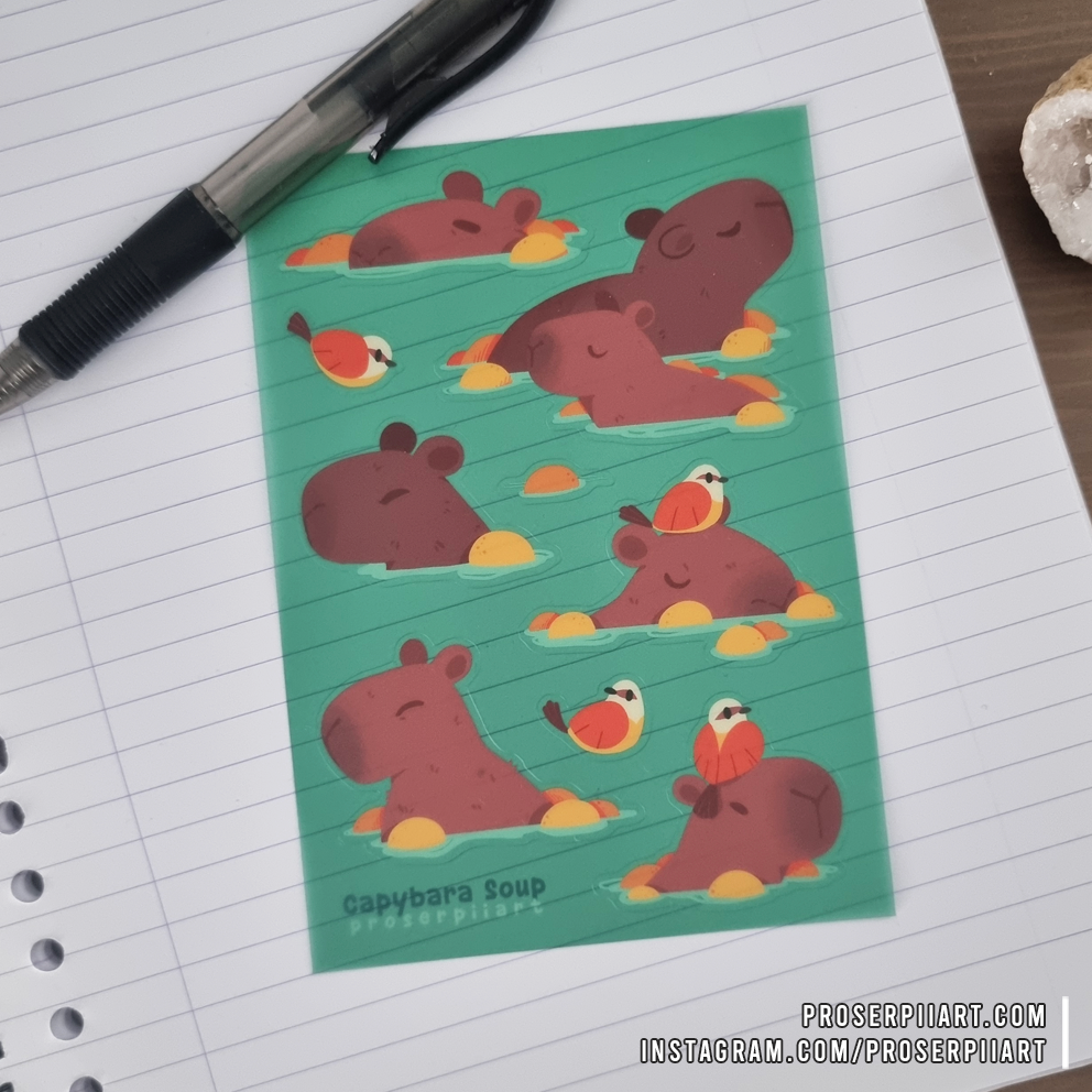 Capybaras Transparent Sticker Sheets