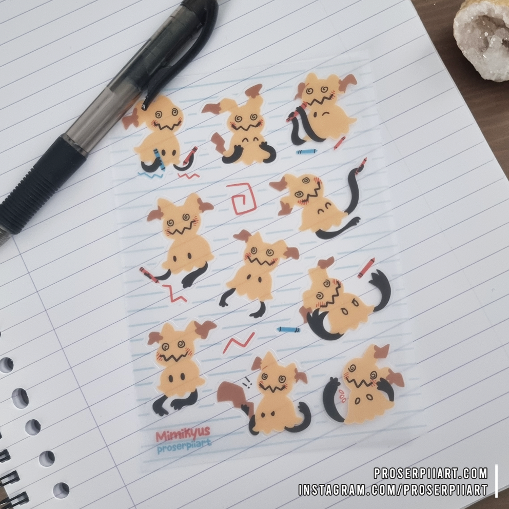 Mimikyu Transparent Sticker Sheets