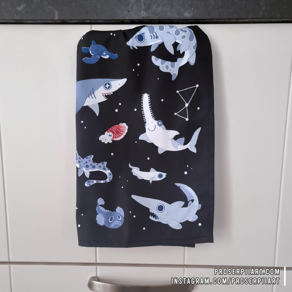 Sharks and Friends Tea Towel