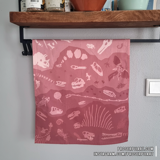 Fossils and Dinosaurs Tea Towel