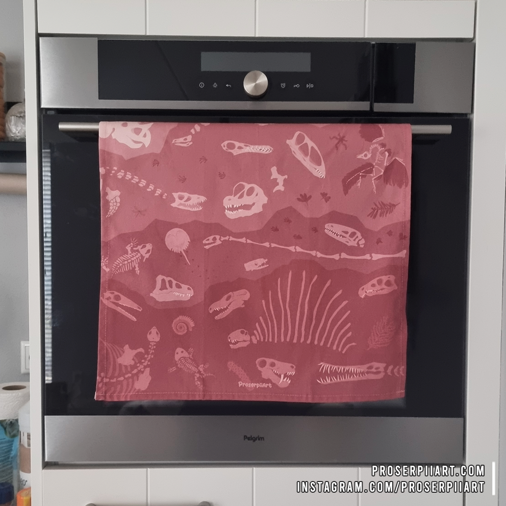 Fossils and Dinosaurs Tea Towel