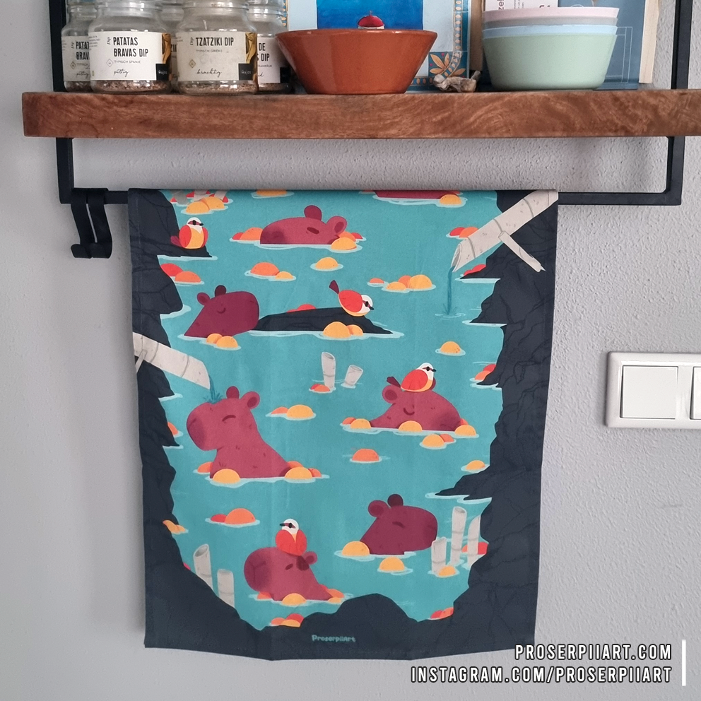 Capybaras Tea Towel