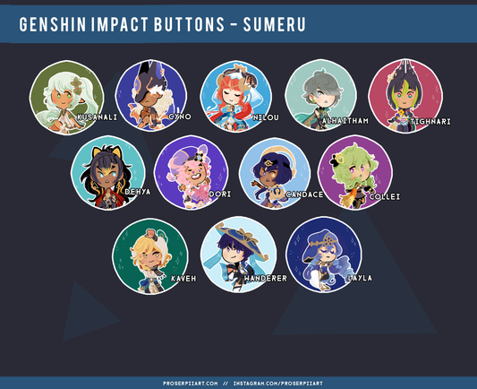 Genshin Impact Buttons // 38 mm / 1.5 inch