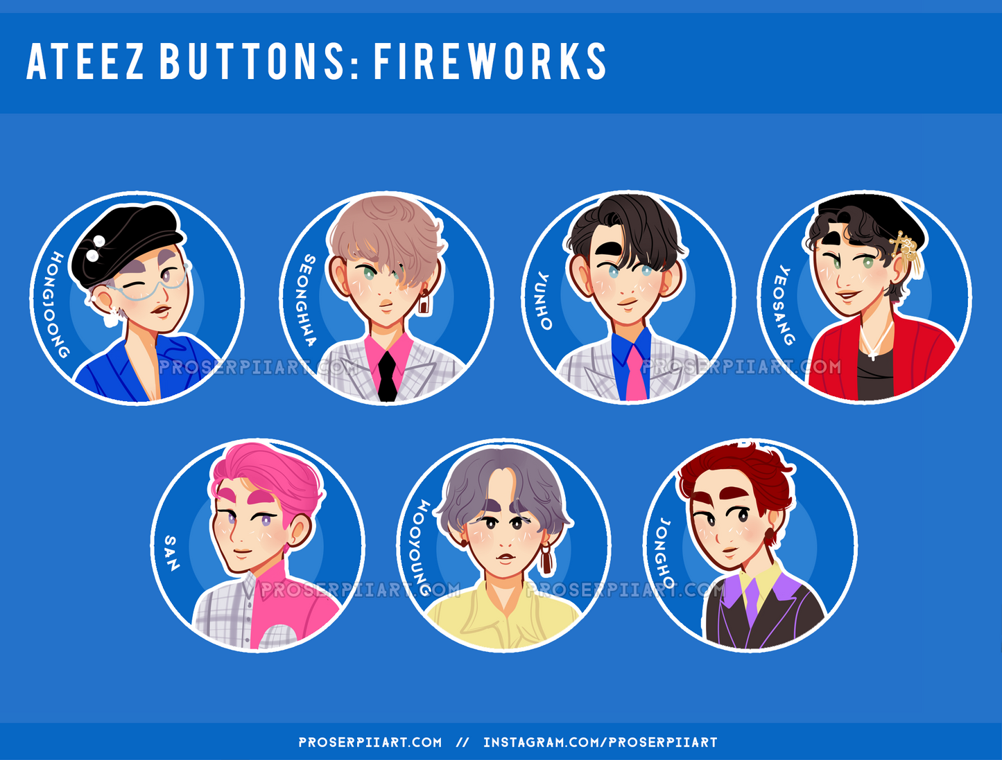 ATEEZ - Fireworks 1.5inch Badges