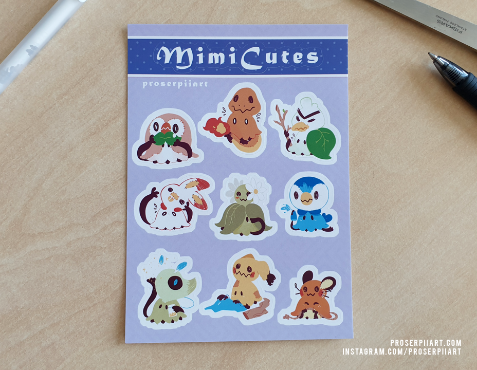 Mimicutes Mimikyu Variants Vinyl Sticker Sheets