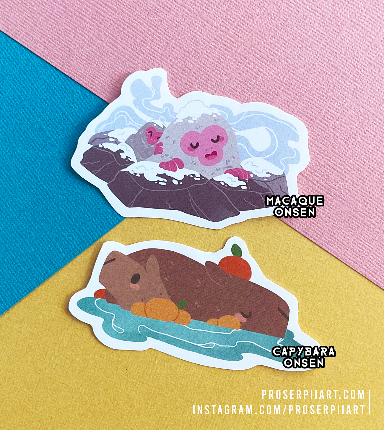 Capybara and Japanese Macaque (Snow Monkey) Onsen Stickers