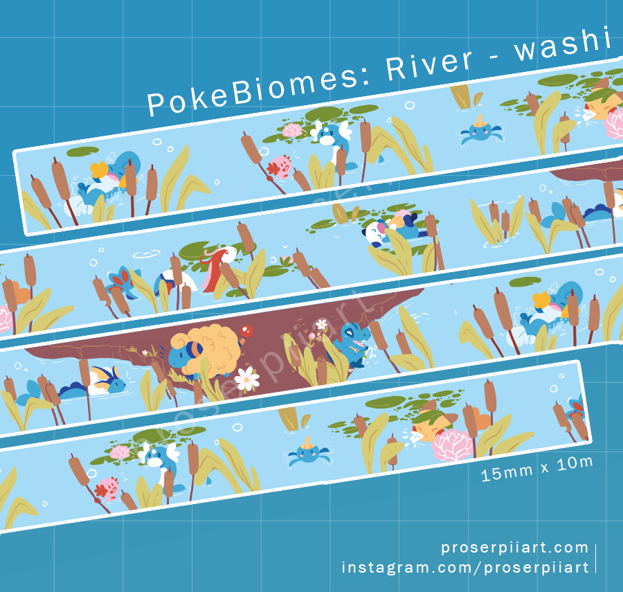 Pokemon Biomes: River Washi Tape