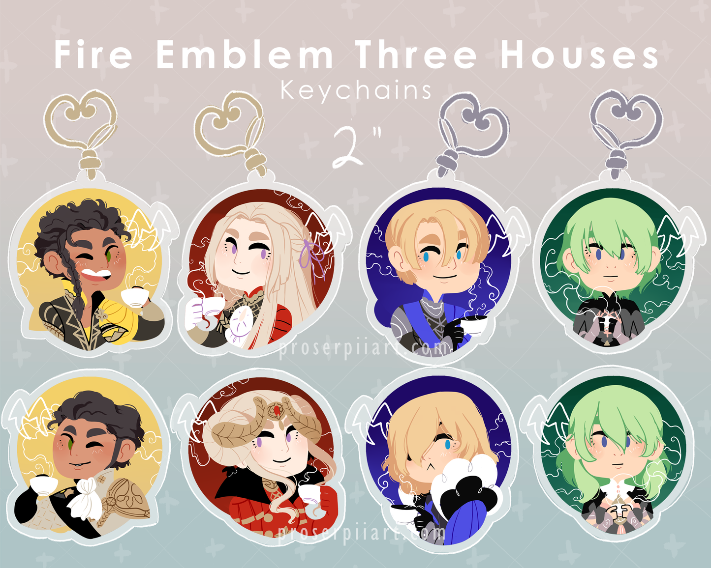 Fire Emblem 3 Houses  2" Acrylic Charms Keychains Claude Edelgard Dimitri Byleth