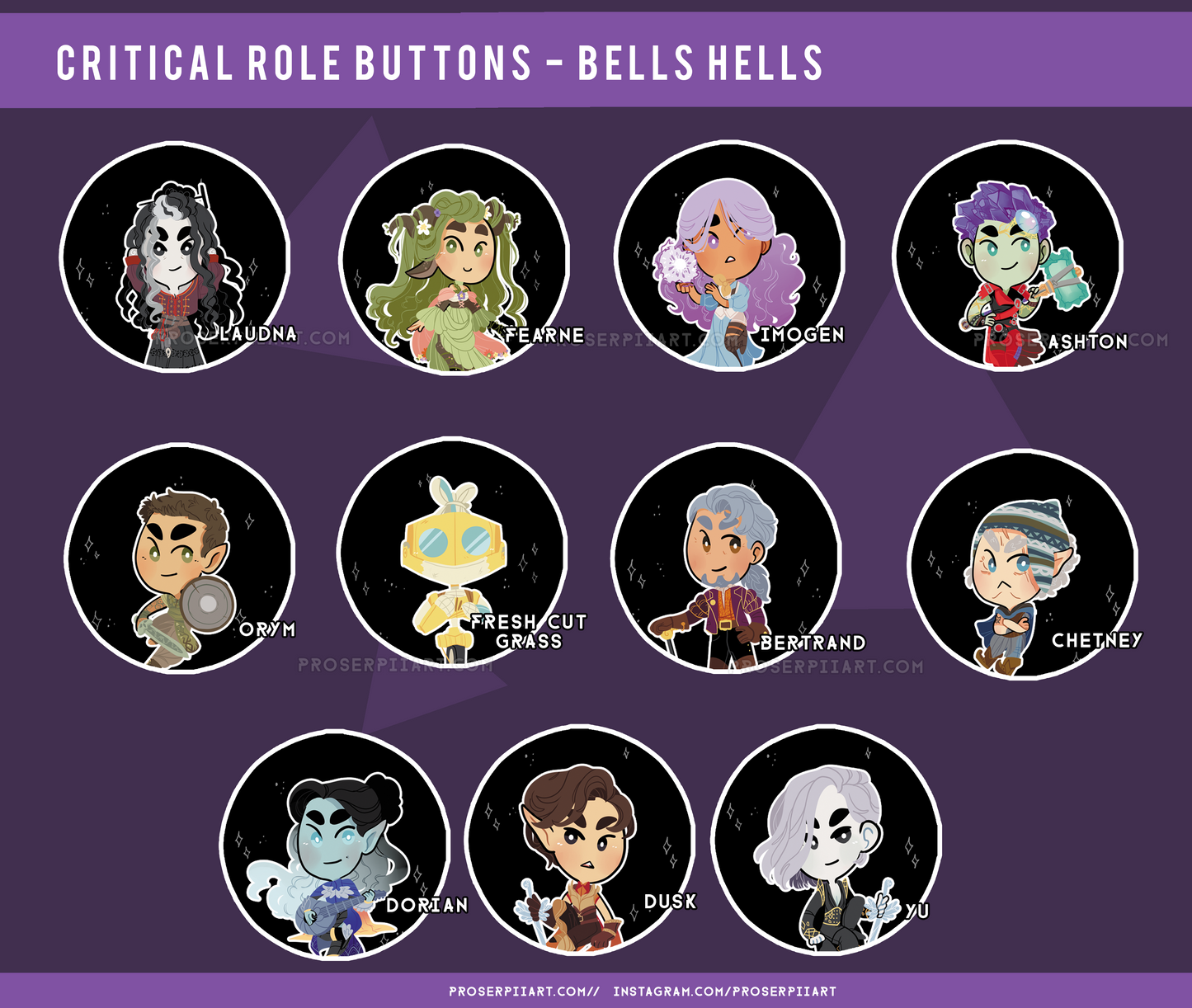 Critical Role Buttons - Mighty Nein and Bells Hells