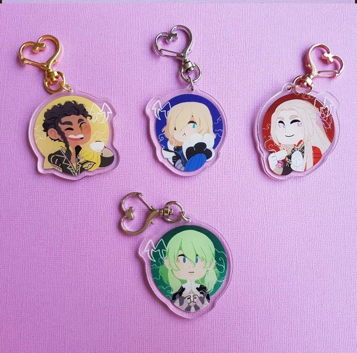 Fire Emblem 3 Houses  2" Acrylic Charms Keychains Claude Edelgard Dimitri Byleth