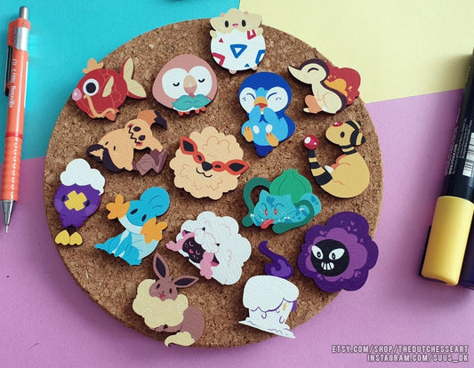 Pokemon 40mm / 1.5" Wooden Pins // Collection B