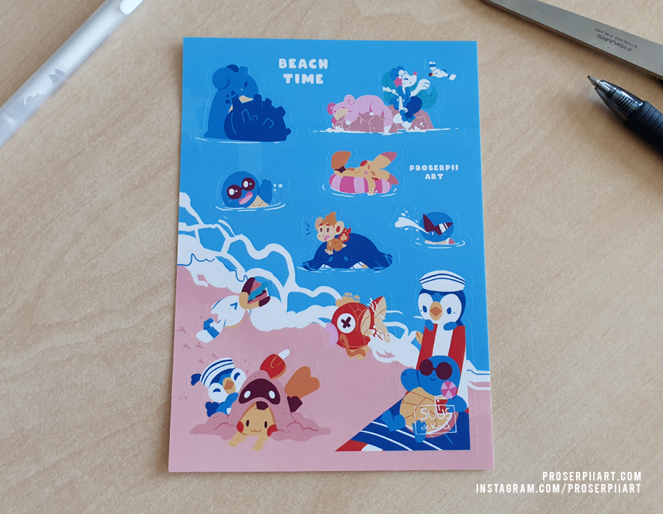 Pokemon Beach Time Vinyl Sticker Sheets